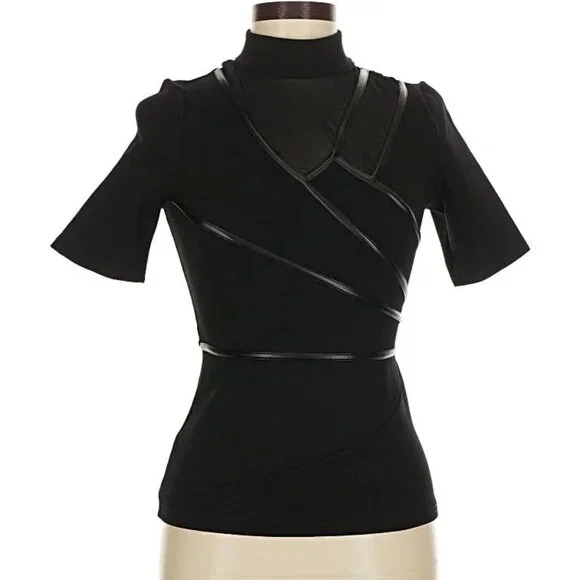 Karen Millen Black bodycon shirt, size 6 US - Picture 1 of 6